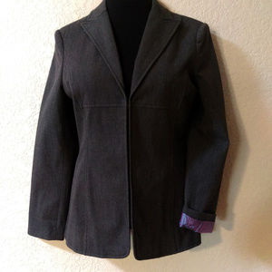 LIKE NEW Gray blazer w taffeta lining, roll cuff S